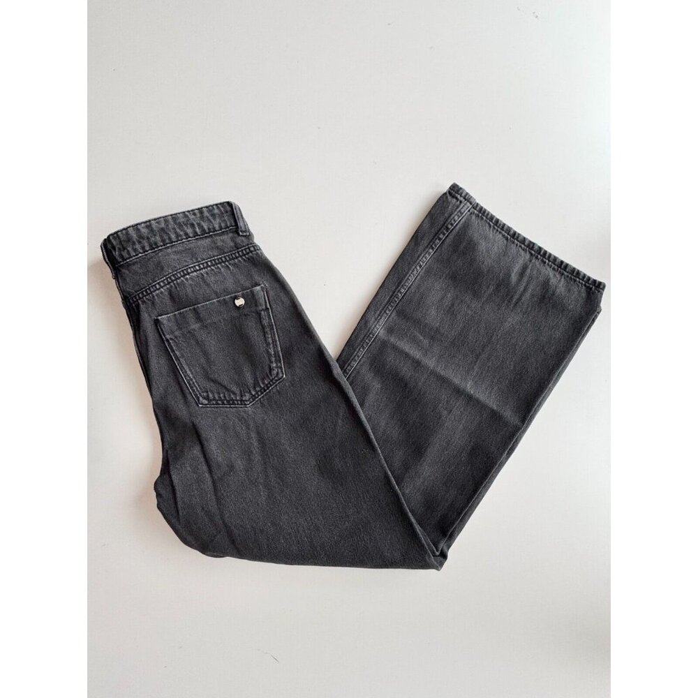 ZARA Vintage Black Denim High Rise Loose Wide Leg Ankle Jeans, Size 6/28 - Picture 1 of 11